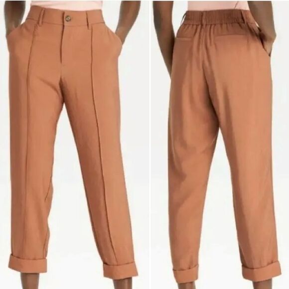 A New Day Nutmeg Brown High Waist Cuffed Rayon Pants Plussize 18 - Picture 8 of 16